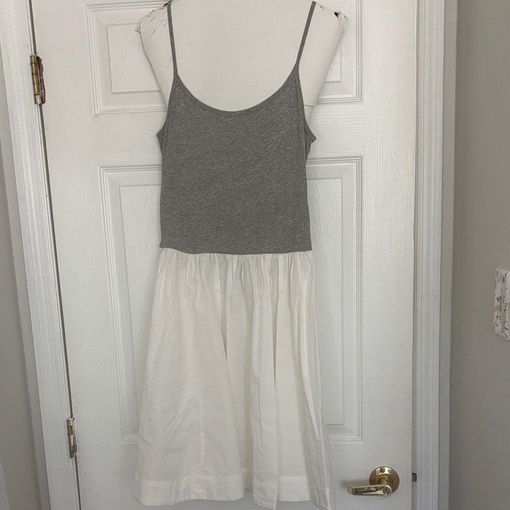 Gray and White Free People Spaghetti Strap Dress